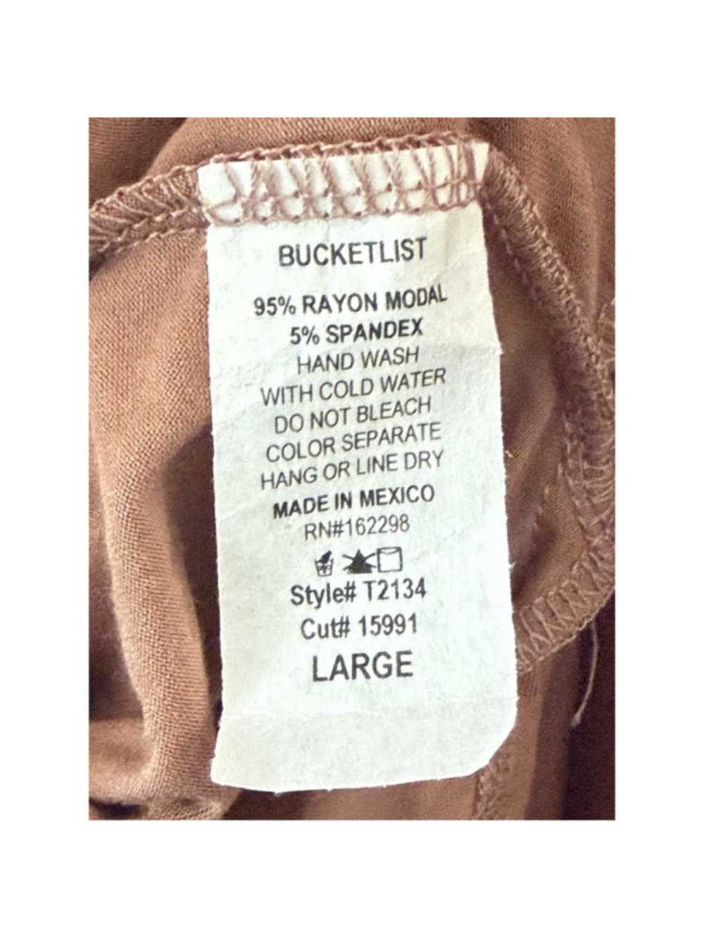 Bucketlist Tan Deep V-Neck Top with Pockets Short Sleeve Size L - Picture 5 of 5